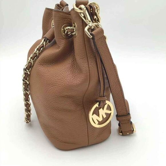 Michael Kors MK Frankie Drawstring Bucket Brown Convertible Leather Bag Purse - Picture 4 of 10